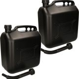 2x stuks jerrycans / benzinetanks 20 liter zwart met trechter - Voor diesel en benzine