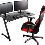 ACAZA Zwarte Bureau - Game Bureau met Metalen Poten - Gaming Tafel