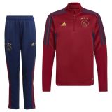 Adidas Ajax Trainingspak 2022-2023 Donkerrood Donkerblauw Goud