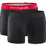 Comfyballs Cotton Long 2 Pack Boxers - Black Red/Ghost Black – Medium