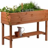 Dobar - Moestuinbak moestuintafel oppottafel kweektafel plantentafel FSChout 117x40x80cm – bruin