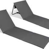 FEDEC Strandmatten – Strandmat met rugsteun – 2 stuks – Grijs