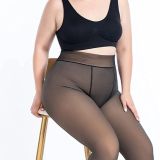  Fleece Panty Plus Size Maat M/L/XL Winterpanty - Transparant Zwarte panty - Huidskleur - Bekend van Tiktok - Zwart Transparant 