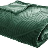 Fleece Plaid Leaves - 220 cm x 240 cm – Groen