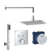 Grohe SmartControl inbouw doucheset vierkant met Crosswater 20cm hoofddouche en handdouche chroom