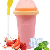 Grote capaciteit Slushy Cup, draagbare Smoothie Pinch Cup, Bevroren knijpbeker, herbruikbare smoothie-beker met deksel en lepel voor ijs, milkshake (roze)