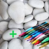 Happy Stones Pakket - 15 stuks Beach Pebbles - Ronde en gladde stenen - 20 Acryl verf stiften fijne punt - Keien beschilderen - Schilderen en maken steentjes - verven kinderen