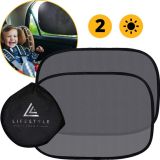 Lifestyle Living Zonnescherm – Overtrek Voor Auto Zijruit - Zonwering Voor Baby En Kind – Zonder Zuignappen – Incl. Hoes – MAX 112 x 51CM