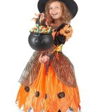 LUCIDA - Oranje pompoen heksen outfit voor meisjes