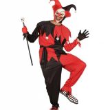 Narren kostuum Halloween rood/zwart