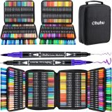 Ohuhu - Dual Tip Brush markers - set van 160 + etui