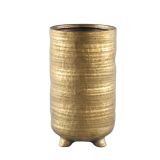 PTMD Shella Ronde Bloempot - H31,5 x Ø17,5 cm - Keramiek - Goud