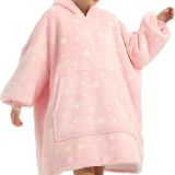 Q-Living Fleece Deken met Mouwen - 1340 gram - Hoodie blanket - Oversized Hoodie - Tv deken – Roze