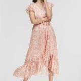 Smashed Lemon maxi overslagjurk Jacqueline met paisleyprint wit/koraal