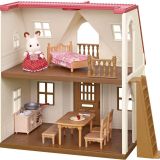 Sylvanian Families 5303 startershuis- poppenhuis- 1 speelfiguur- eettafel- 2stoelen- bed- fornuis- pan- speelklaar