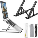 Voomy Office Laptop Standaard Verstelbaar - Ergonomisch - Aluminium – Zwart